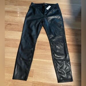 EXPRESS Black High Rise Faux Leather Ankle Leggings Pants 6R NWT